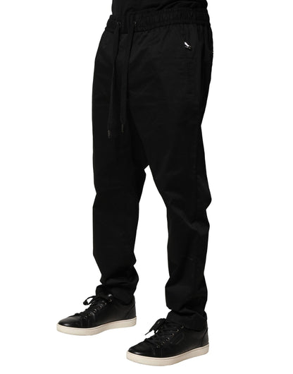 Black Cotton Stretch Jogger Pants