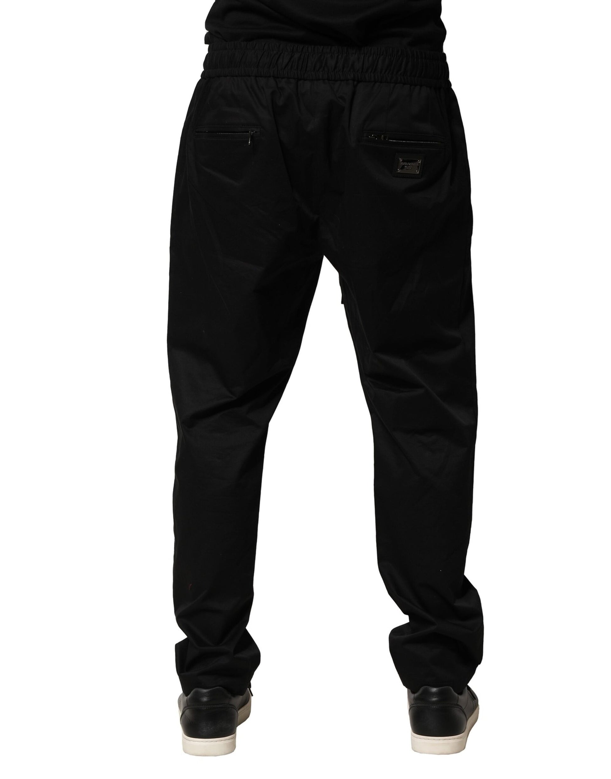 Black Cotton Stretch Jogger Pants