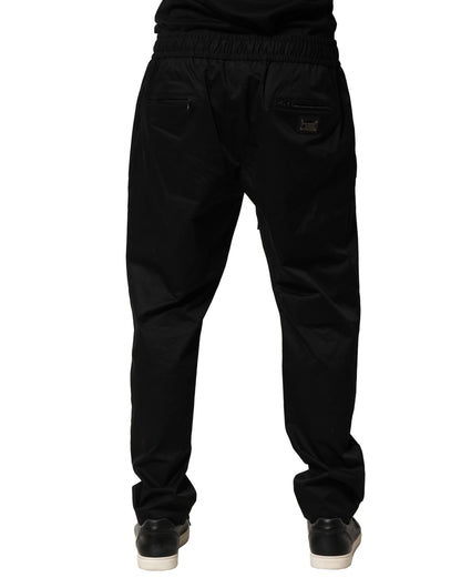 Black Cotton Stretch Jogger Pants