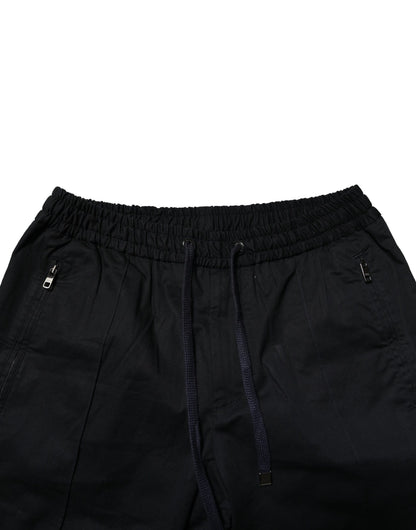 Black Cotton Mid Waist Jogger Pants