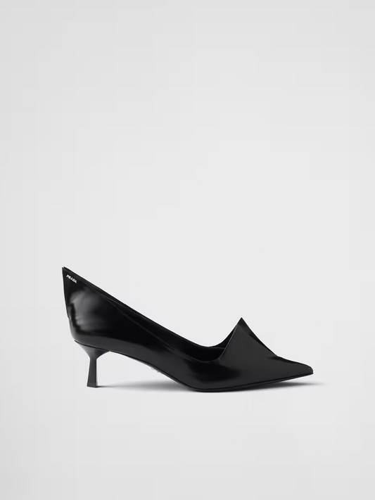 Black Brushed Leather Pumps