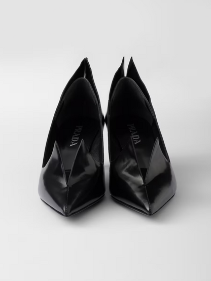 Black Brushed Leather Pumps