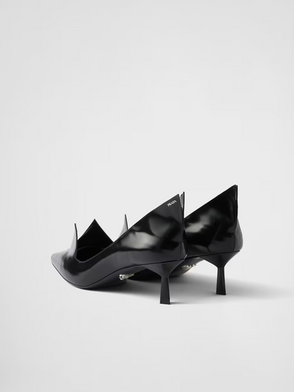 Black Brushed Leather Pumps