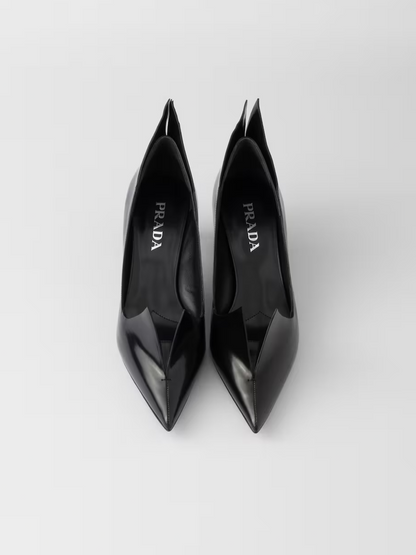 Black Brushed Leather Pumps