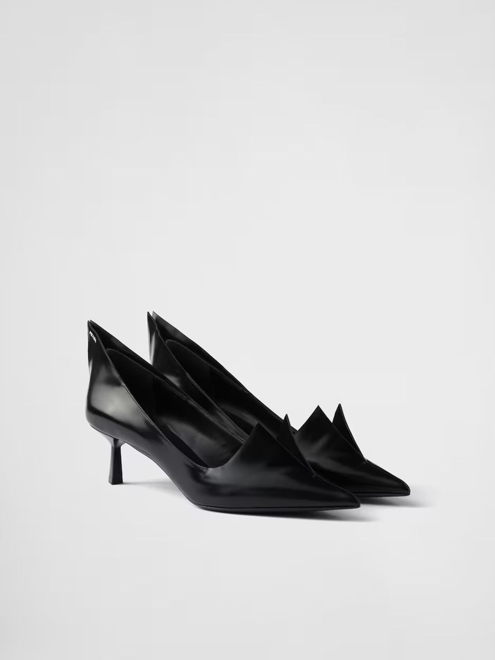Black Brushed Leather Pumps