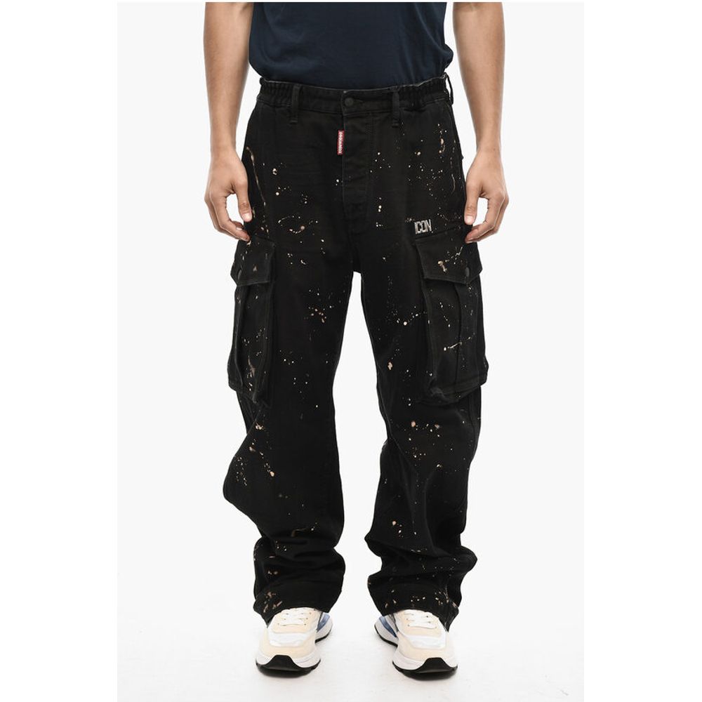 Acid Wash Cargo ICON Pants with Metal Detail