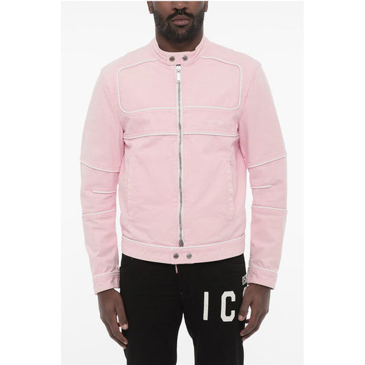 Cotton Jacket wih Zip Closure and Logo Buttons