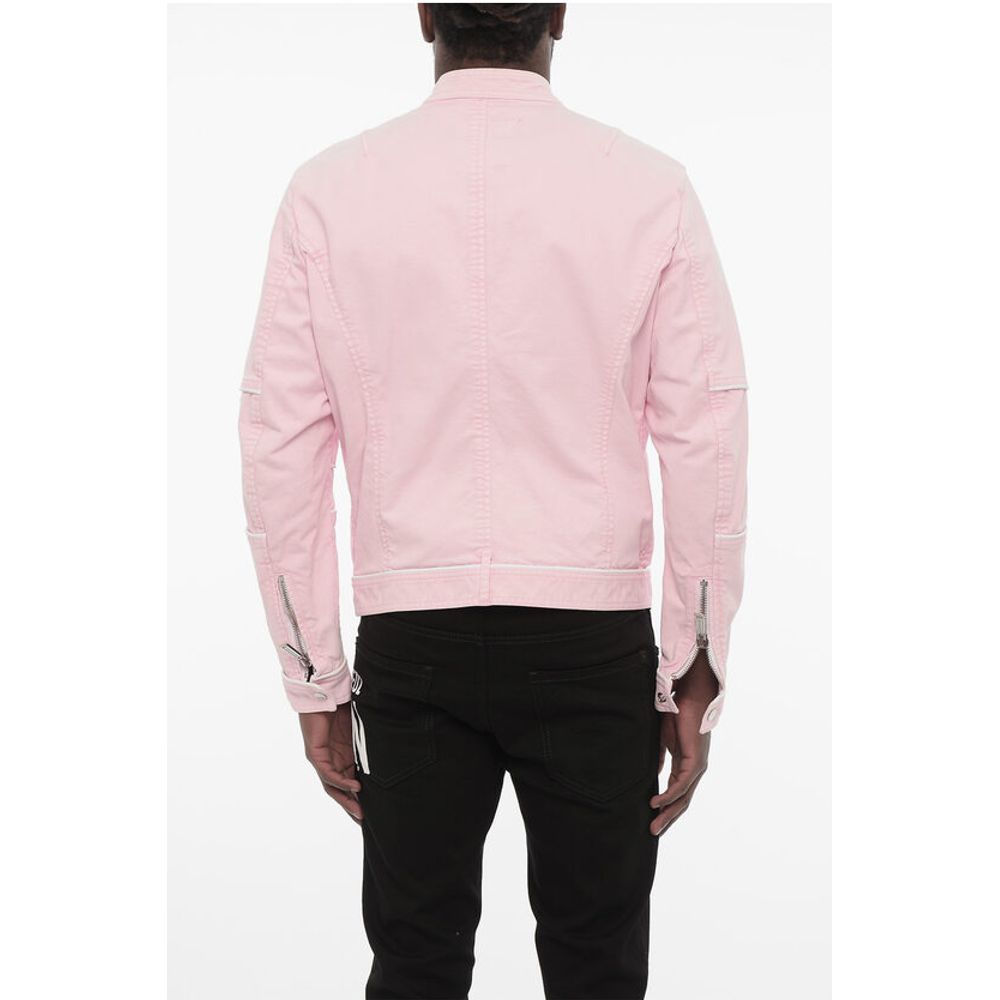 Cotton Jacket wih Zip Closure and Logo Buttons