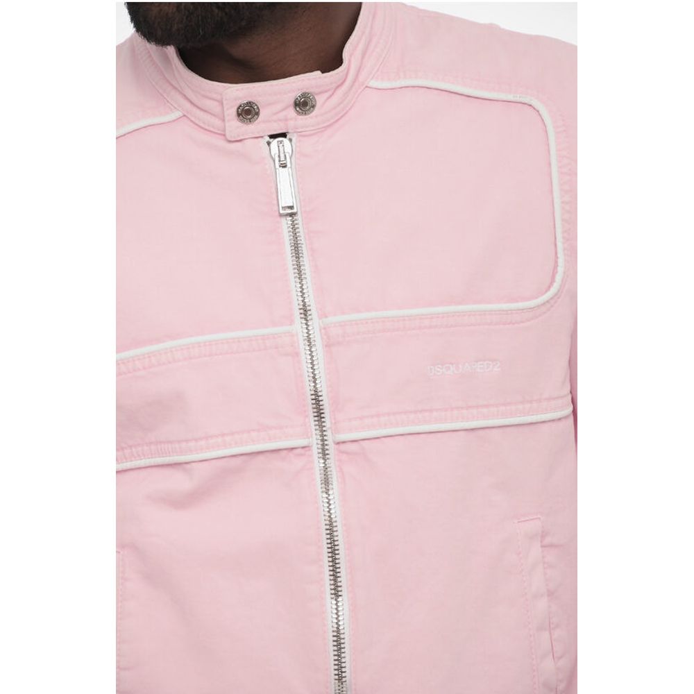 Cotton Jacket wih Zip Closure and Logo Buttons