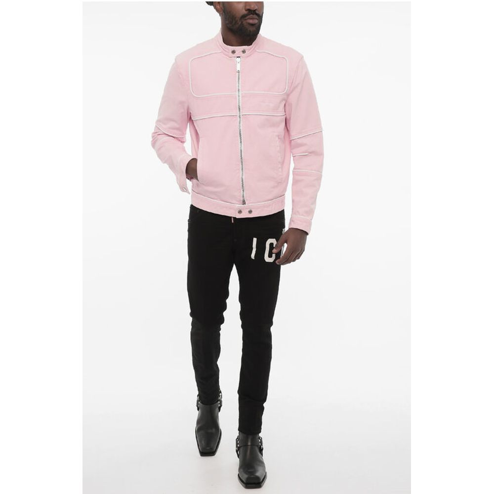 Cotton Jacket wih Zip Closure and Logo Buttons