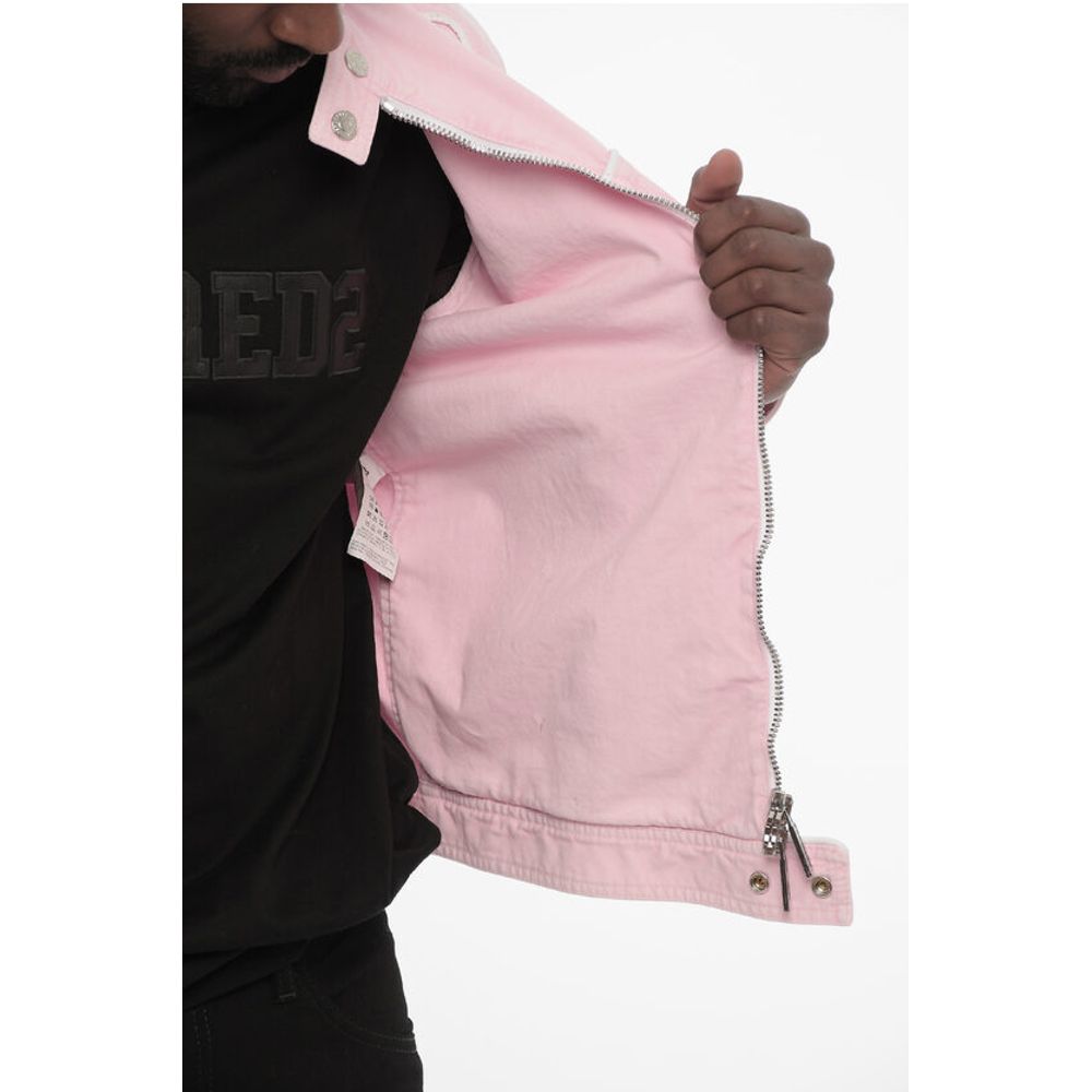 Cotton Jacket wih Zip Closure and Logo Buttons