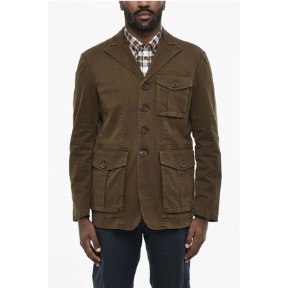 Cotton Sahariana Blazer with Logoed Buttons