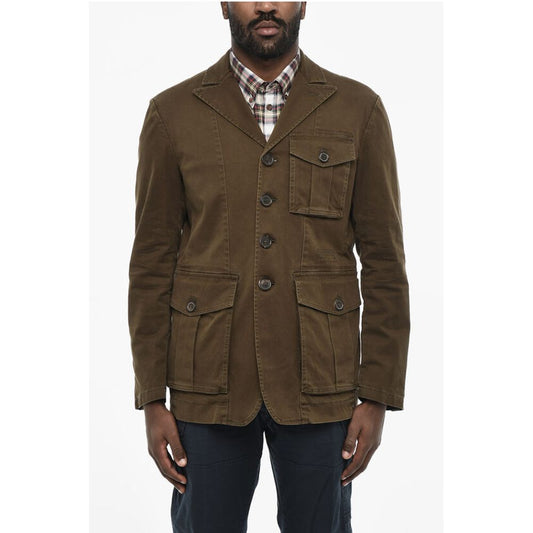Cotton Sahariana Blazer with Logoed Buttons