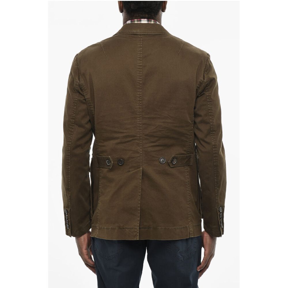 Cotton Sahariana Blazer with Logoed Buttons