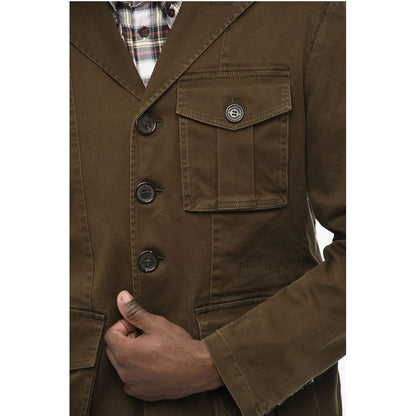 Cotton Sahariana Blazer with Logoed Buttons