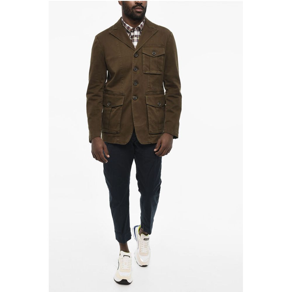 Cotton Sahariana Blazer with Logoed Buttons