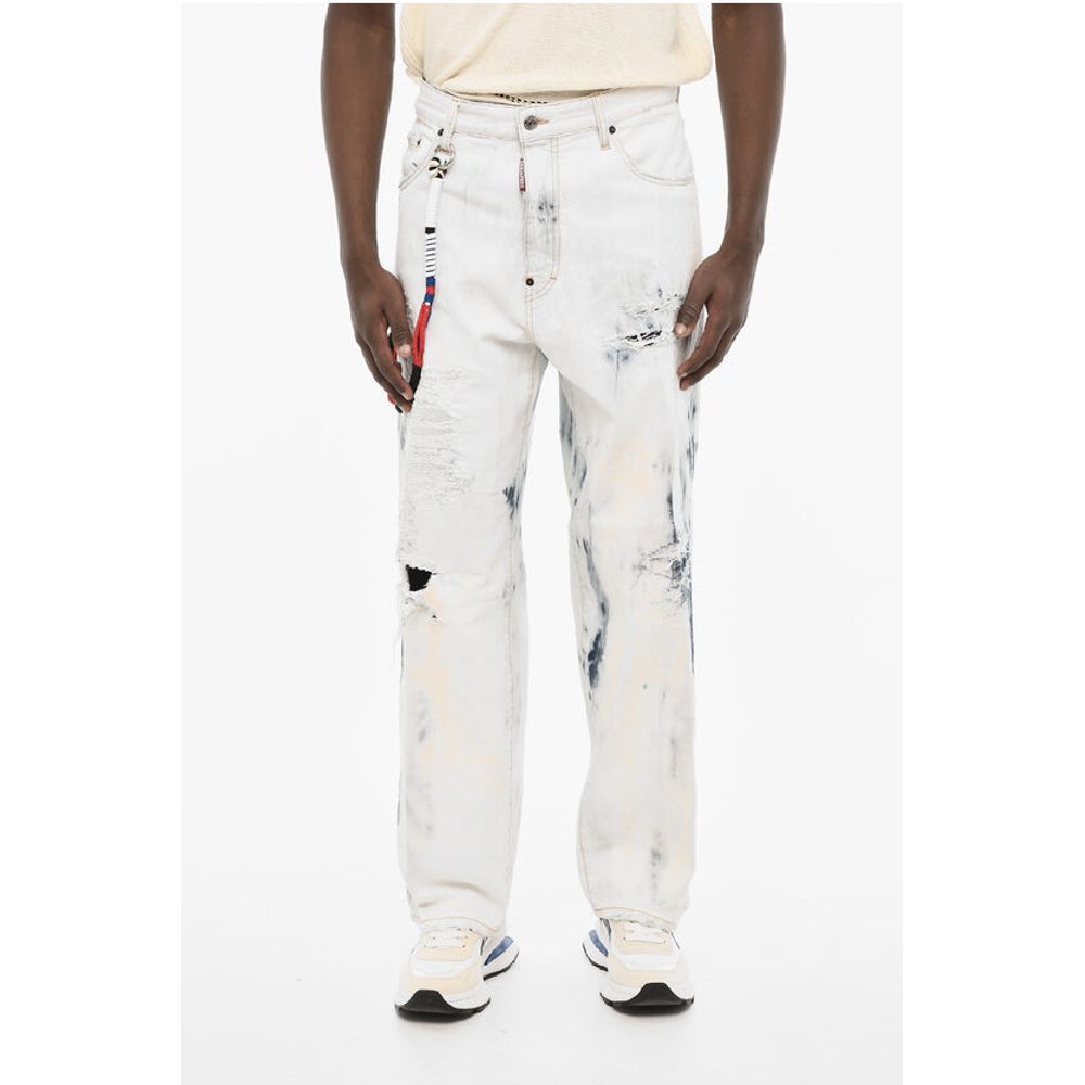 Acid Wash Effect Distressed Jeans