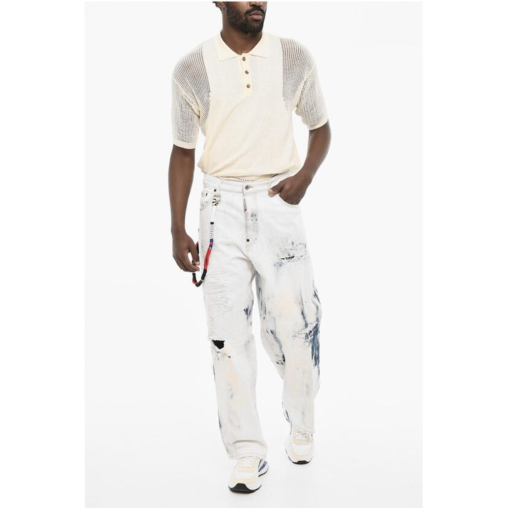 Acid Wash Effect Distressed Jeans