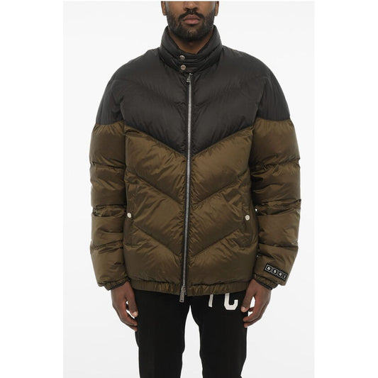 Two-Tone Quilted Jacket with Logo Buttons