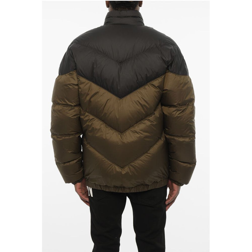 Two-Tone Quilted Jacket with Logo Buttons