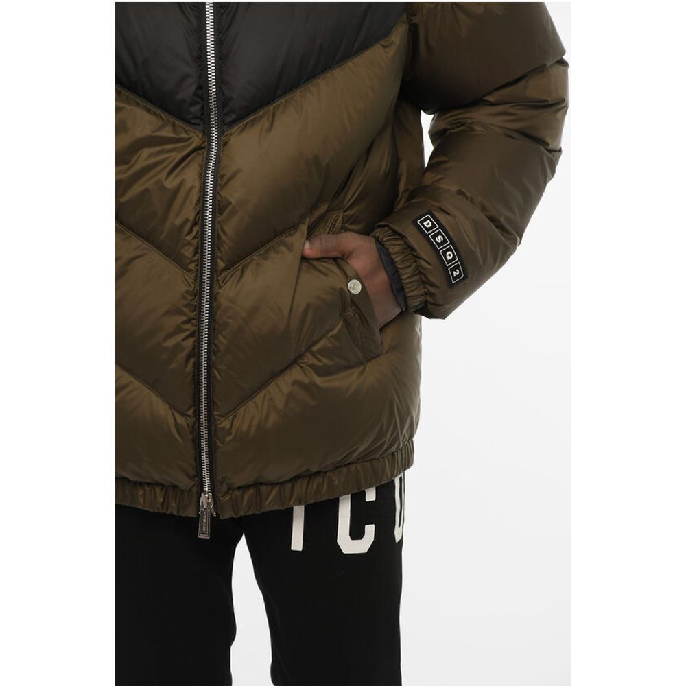 Two-Tone Quilted Jacket with Logo Buttons