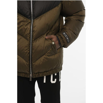 Two-Tone Quilted Jacket with Logo Buttons