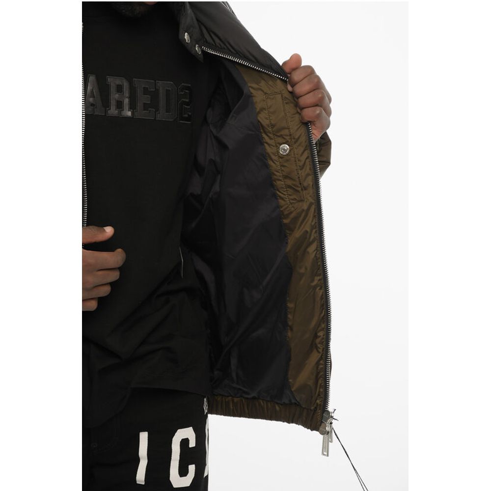 Two-Tone Quilted Jacket with Logo Buttons