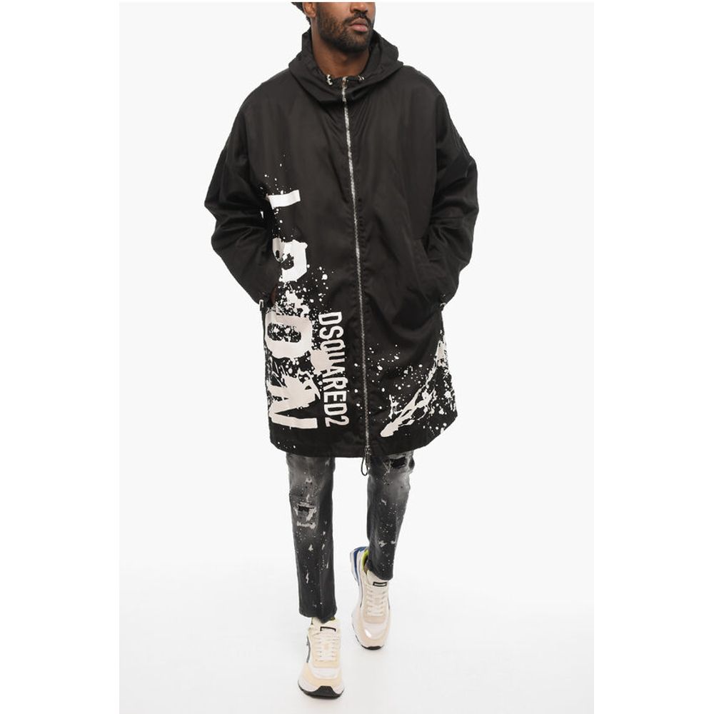 Nylon Maxi Jacket with Hood