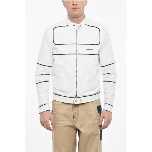 Cotton Biker Jacket With Vegan Leather Details