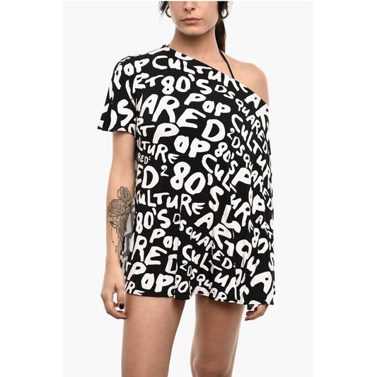 All-Over Logo Two-Tone Mini Beach Cover-up Dress