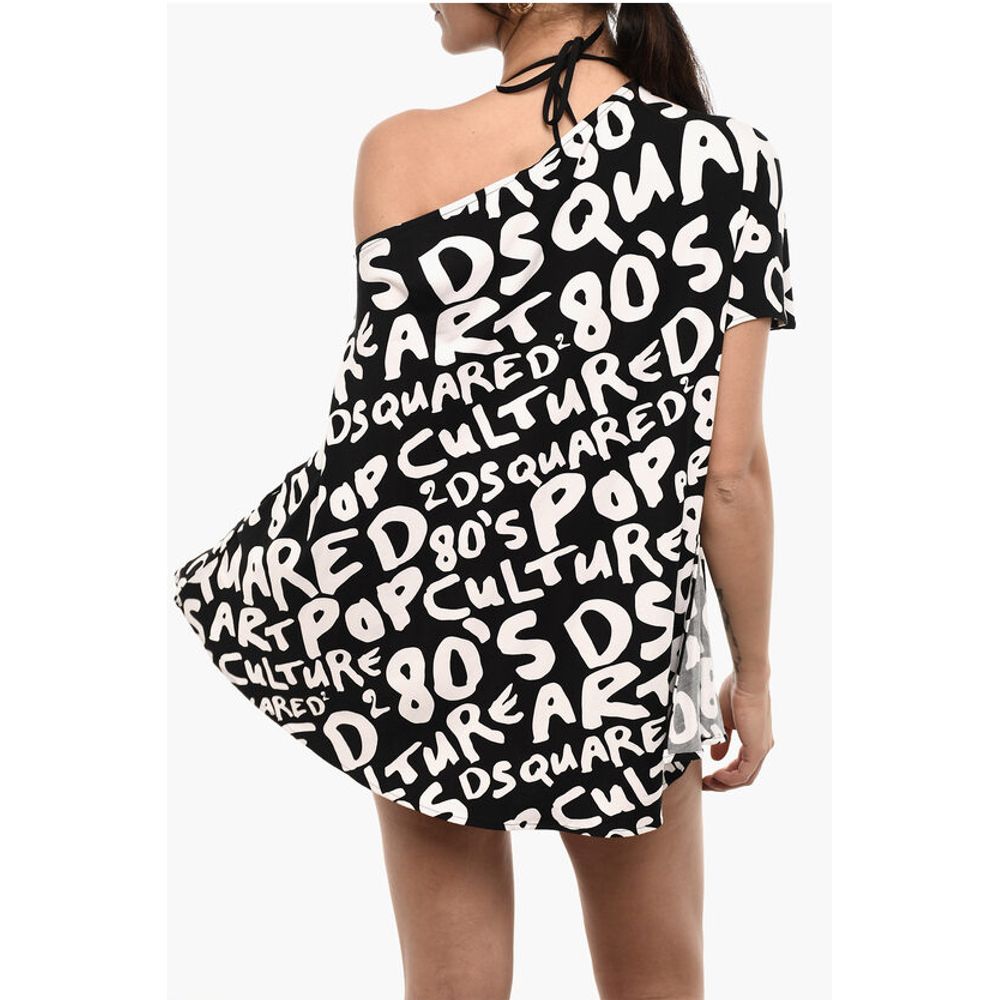 All-Over Logo Two-Tone Mini Beach Cover-up Dress