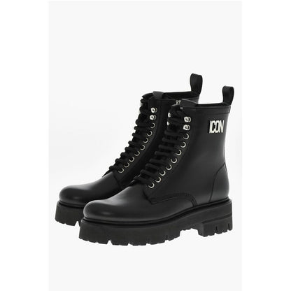 Leather ICON CLUBBING Combat Boots With Side Zip
