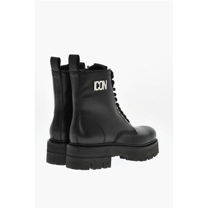Leather ICON CLUBBING Combat Boots With Side Zip