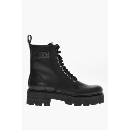 Leather ICON CLUBBING Combat Boots With Side Zip