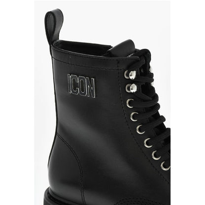 Leather ICON CLUBBING Combat Boots With Side Zip