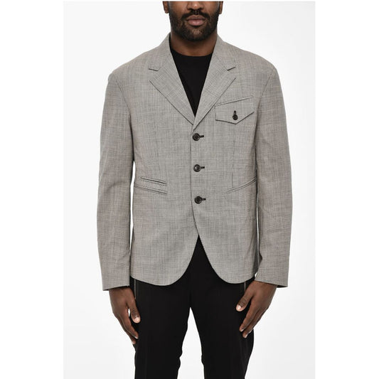 houndstooth virgin wool side vents 3-button blazer
