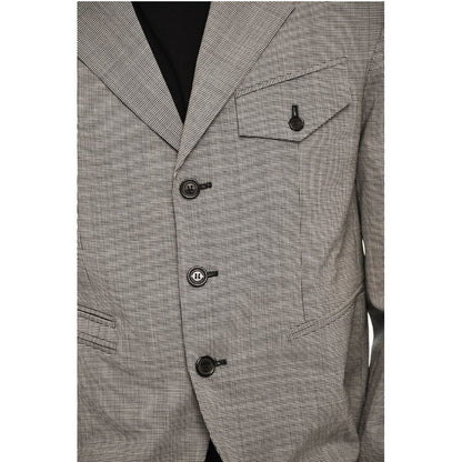 houndstooth virgin wool side vents 3-button blazer