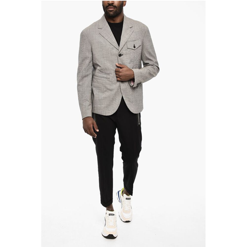 houndstooth virgin wool side vents 3-button blazer