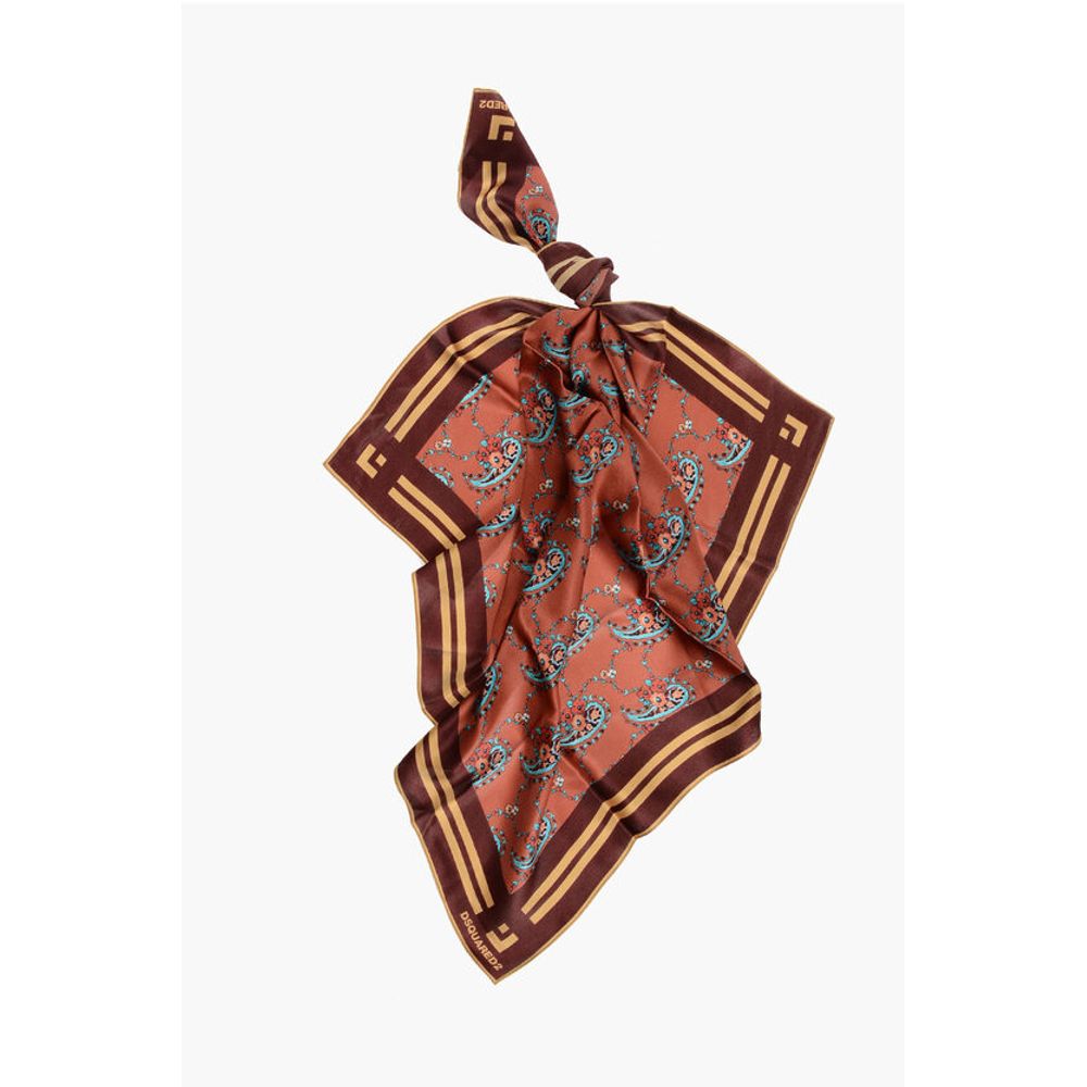 Silk Foulard with Floral Paisley Motif