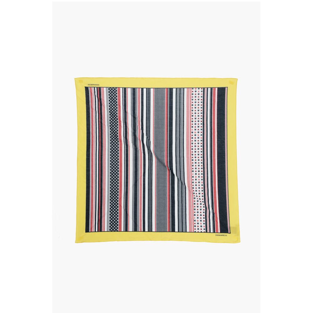 Striped Cotton Foulard with Stars Print