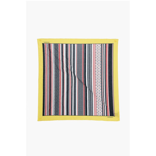 Striped Cotton Foulard with Stars Print