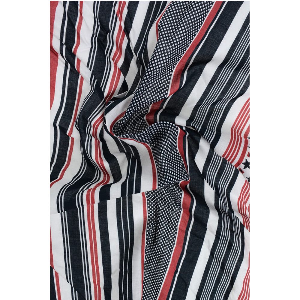 Striped Cotton Foulard with Stars Print