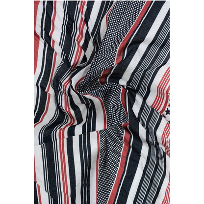Striped Cotton Foulard with Stars Print