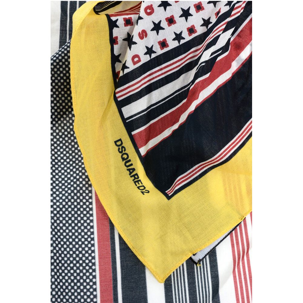 Striped Cotton Foulard with Stars Print