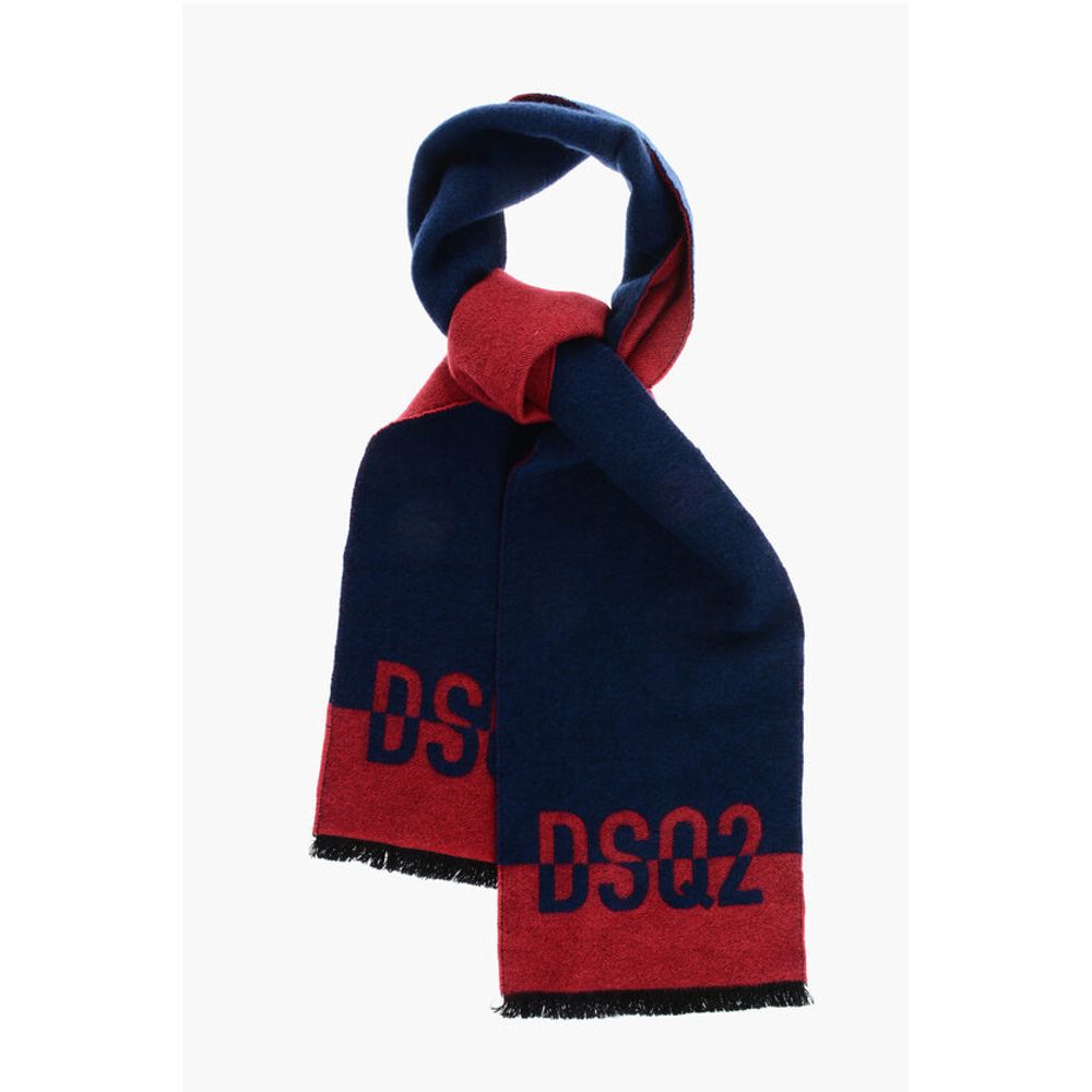 Two-Tone Virgin Wool Scarf with Fringes
