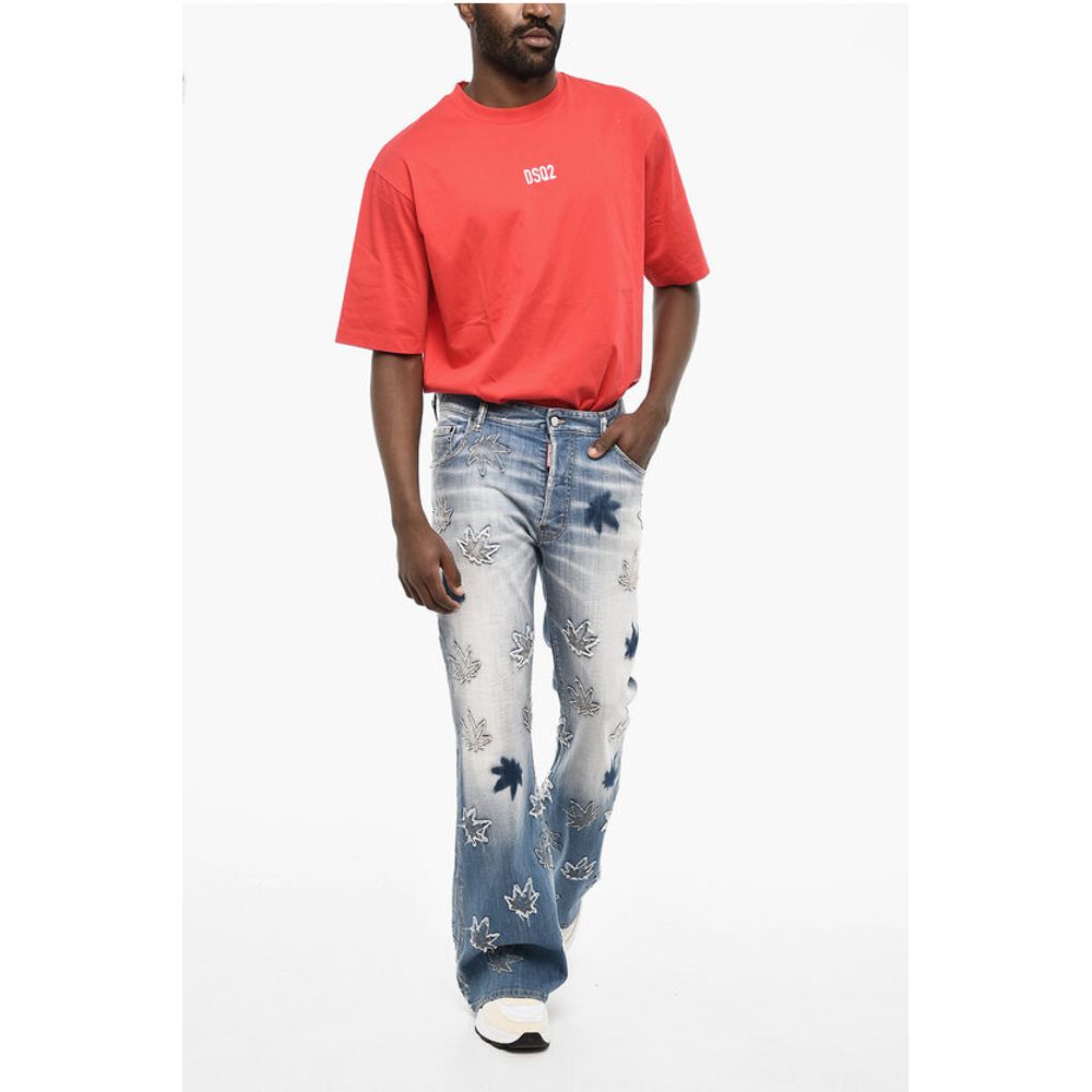 All-Over Patches Boot Cut Jeans