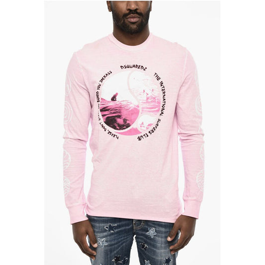 Acid Wash Effect Long Sleeve Crew-neck T-shirt