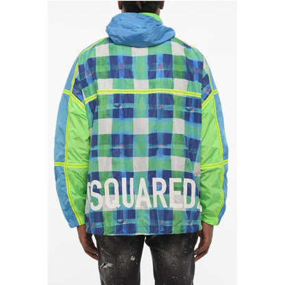 Acid Wash Effect Check Jacket with Hood