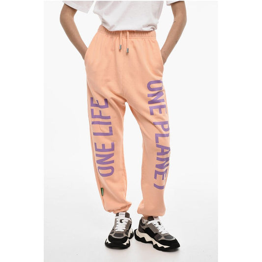 2 Pockets Lightweight Cotton Joggers With Side Print
