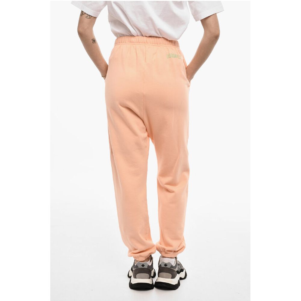 2 Pockets Lightweight Cotton Joggers With Side Print